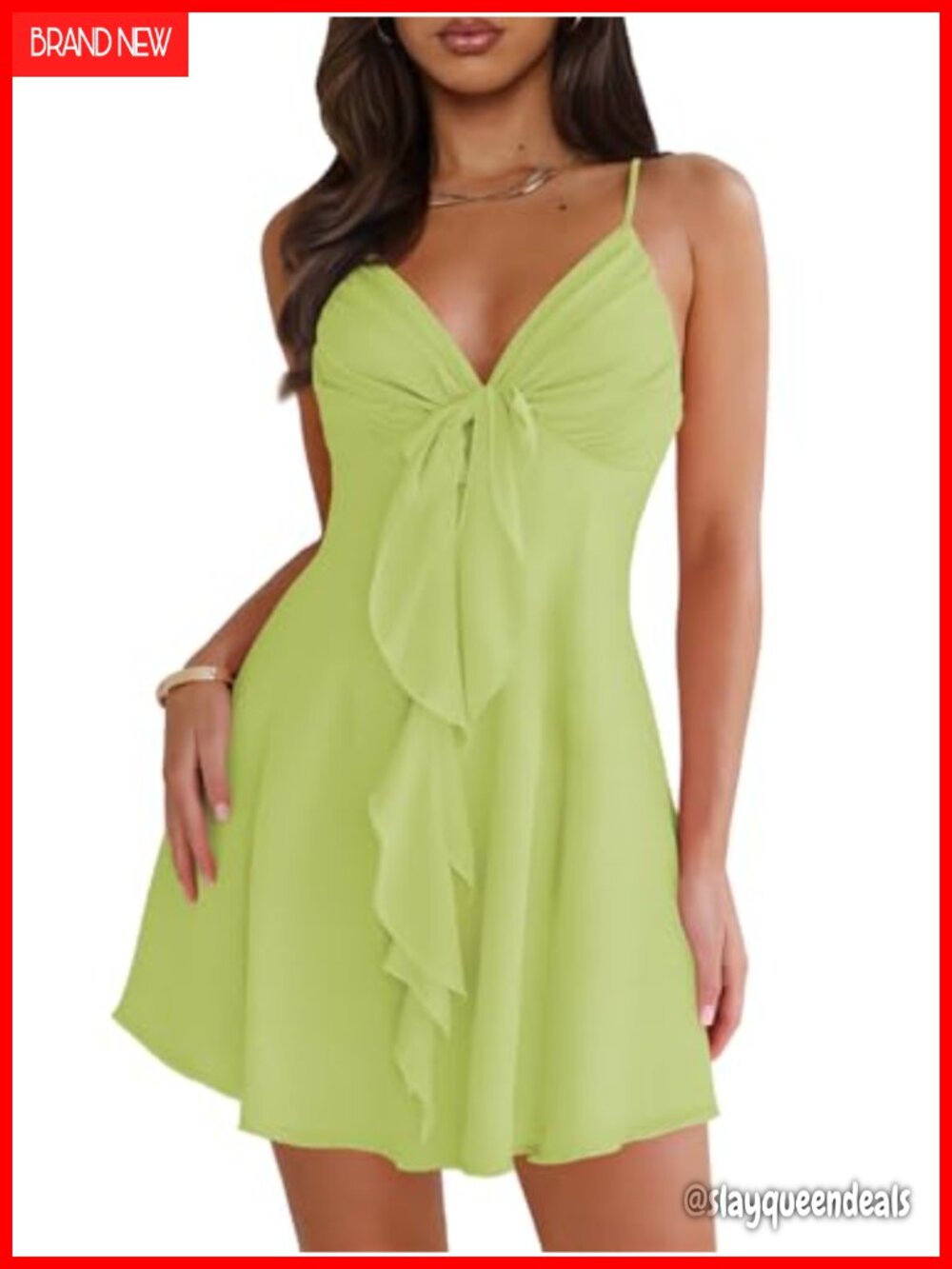 Women's Sexy V-Neck Spaghetti Strap Mini Dress Bow Backless Sundress